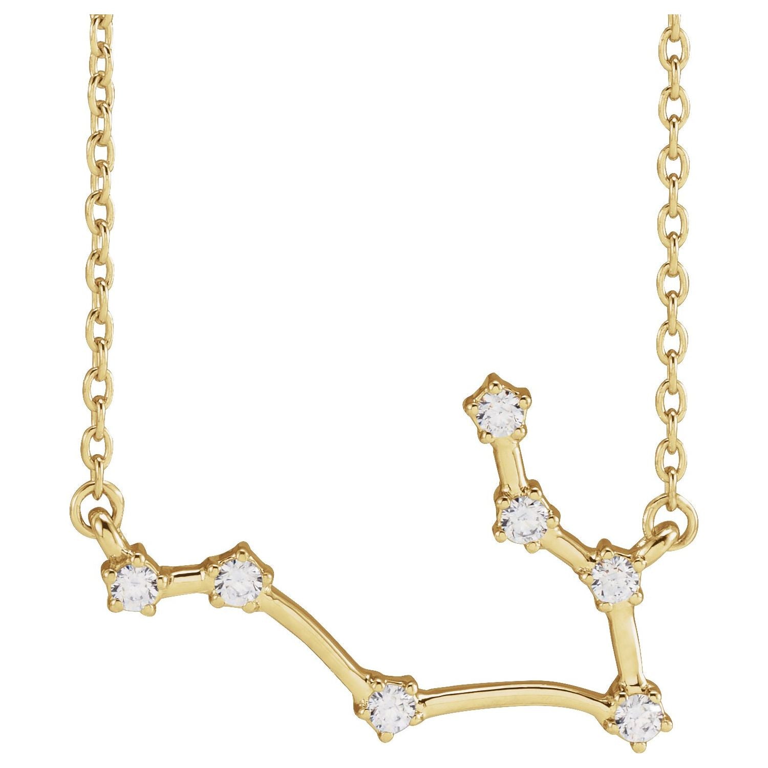 14K Yellow Gold Gemini zodiac constellation necklace