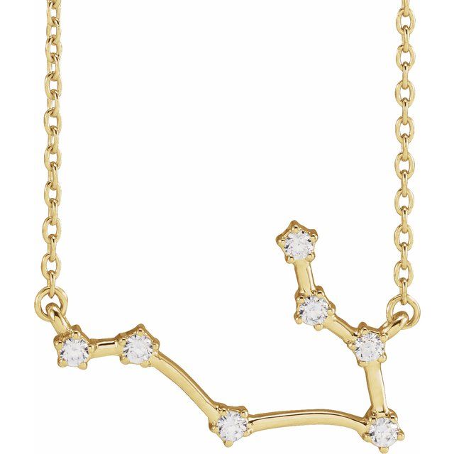 Gemini diamond constellation zodiac necklace in 14k yellow gold