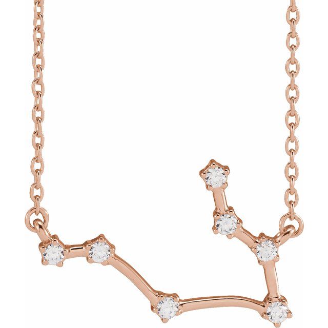 Gemini diamond constellation zodiac necklace in 14k rose gold