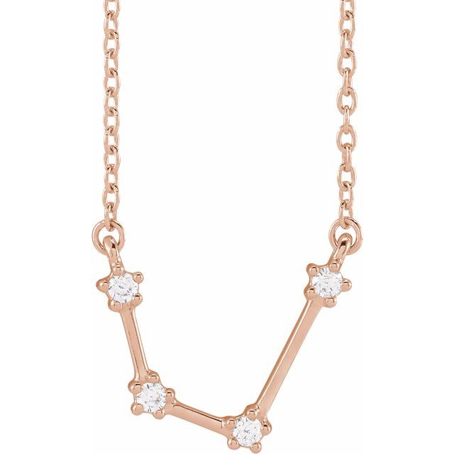 Aquarius diamond constellation zodiac necklace in 14k rose gold