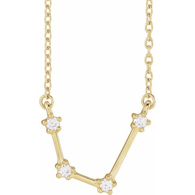 Aquarius diamond constellation zodiac necklace in 14k yellow gold
