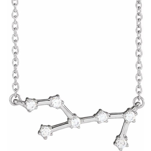 Virgo diamond constellation zodiac necklace in 14k white gold
