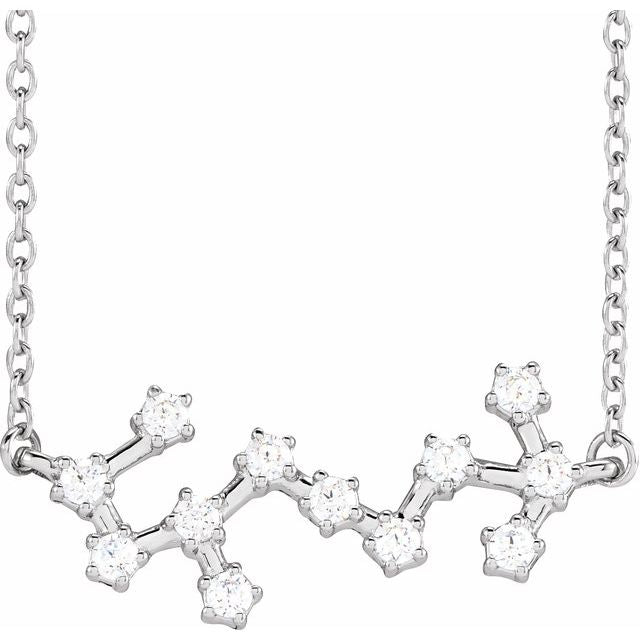 Scorpio diamond constellation zodiac necklace in 14k white gold