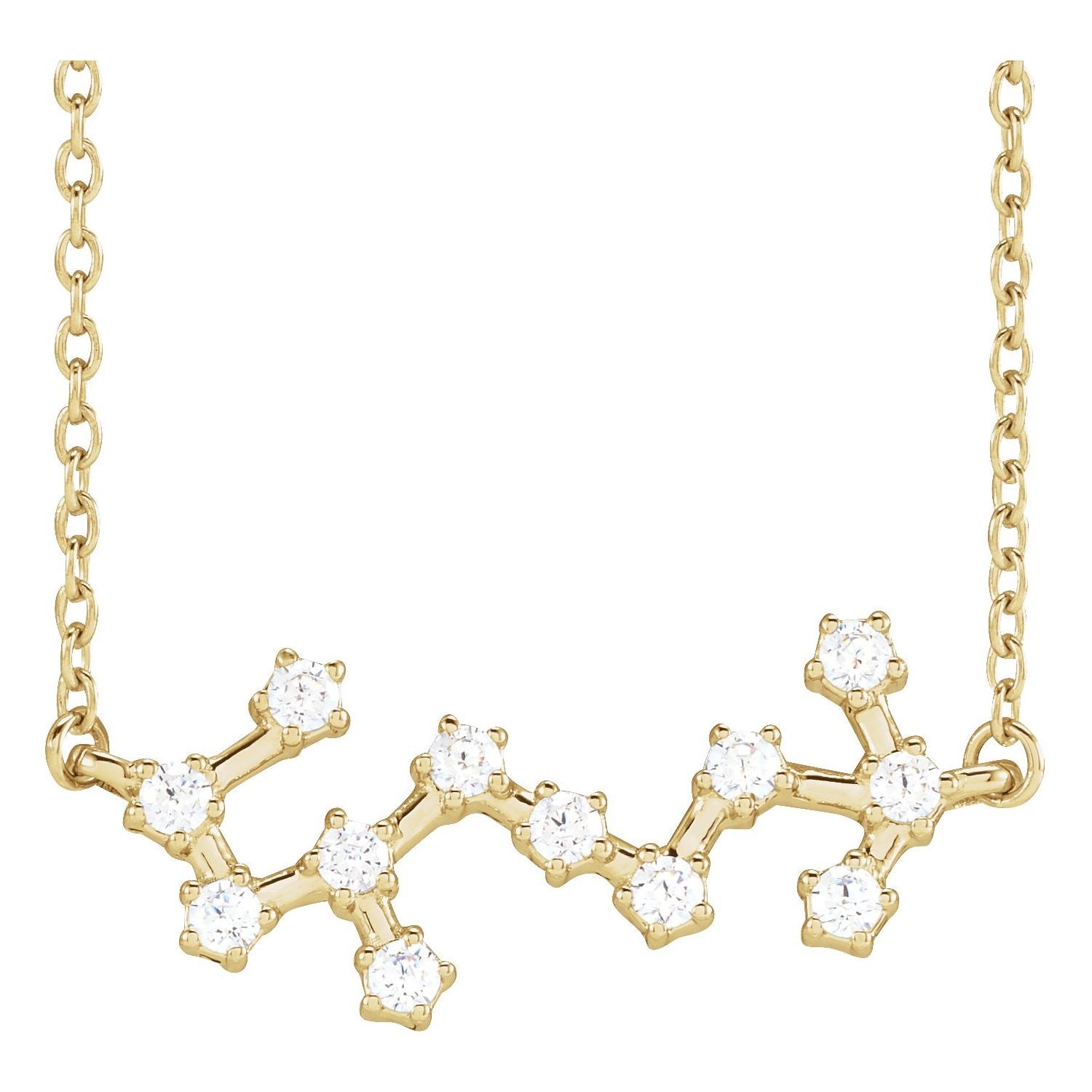 14K Yellow Gold Scorpio zodiac constellation necklace