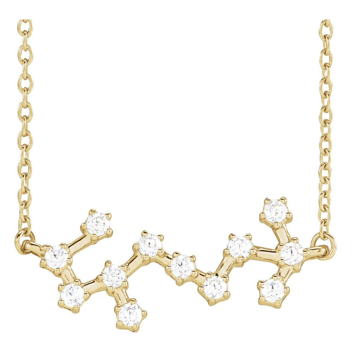 Scorpio Zodiac Constellation Pendant, Natural Diamond in Solid 14K Gold