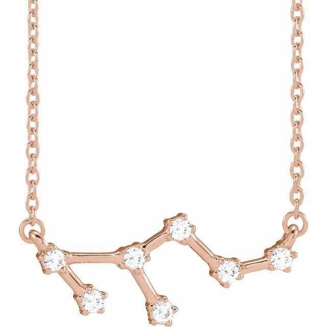 Leo diamond constellation zodiac necklace in 14k rose gold