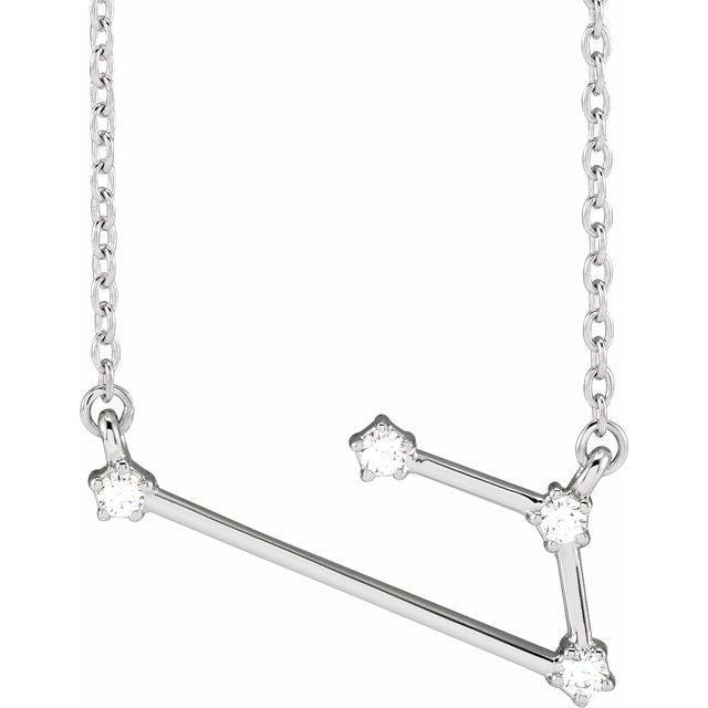 Aries diamond constellation zodiac necklace in 14k white gold