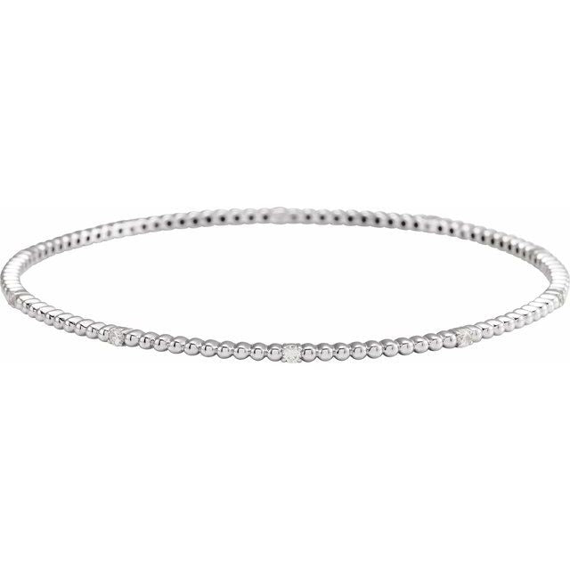 diamond beaded-edge bangle bracelet in 14k white gold