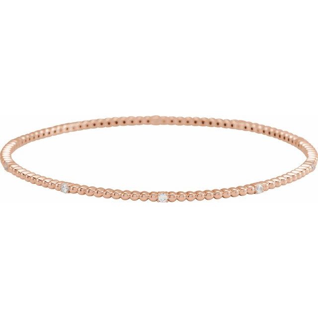 diamond beaded-edge bangle bracelet in 14k rose gold