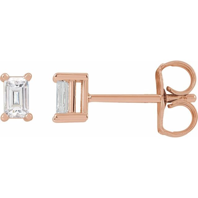 baguette lab-grown diamond stud earrings in 14k rose gold