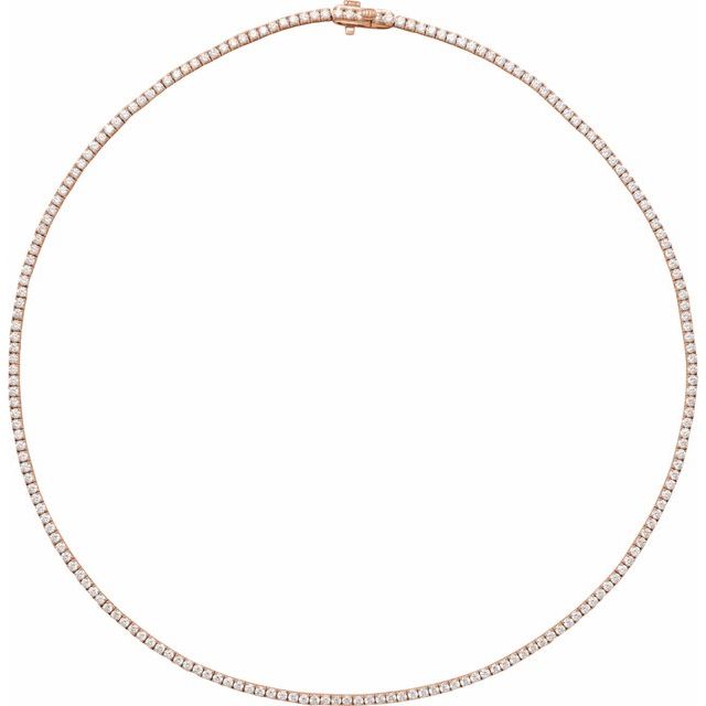 5 7/8 ct natural diamond tennis necklace in 14k rose gold