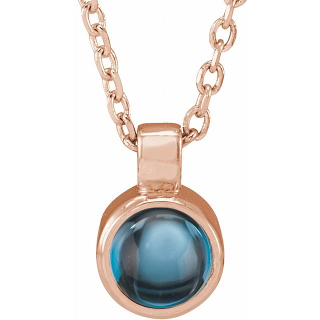 bezel-set london blue topaz necklace in 14k rose gold