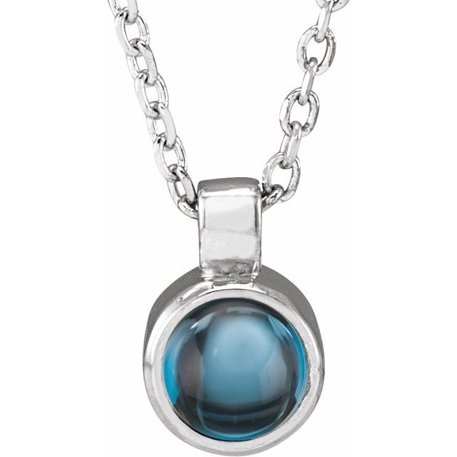 bezel-set london blue topaz necklace in 14k white gold