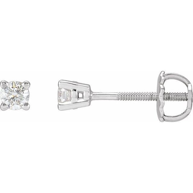 1/4 ct round diamond solitaire stud earrings in 14k white gold