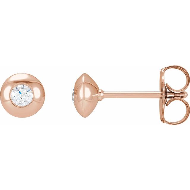 1/8 ct domed bezel-set diamond stud earrings in 14k rose gold