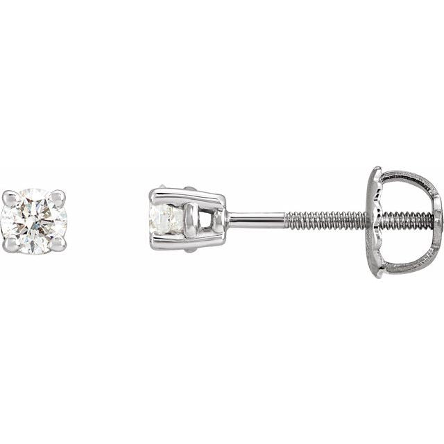1/3 ct round diamond solitaire stud earrings in 14k white gold