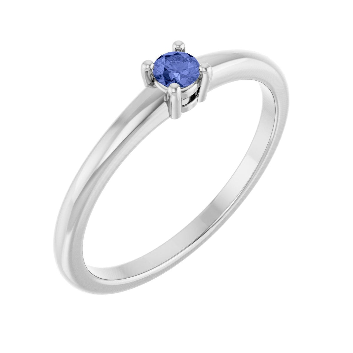 Natural Tanzanite Solitaire Ring in 14K White Gold - natural tanzanite