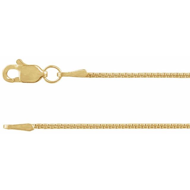 1mm box gold chain necklace in 14k yellow gold, 16 inch
