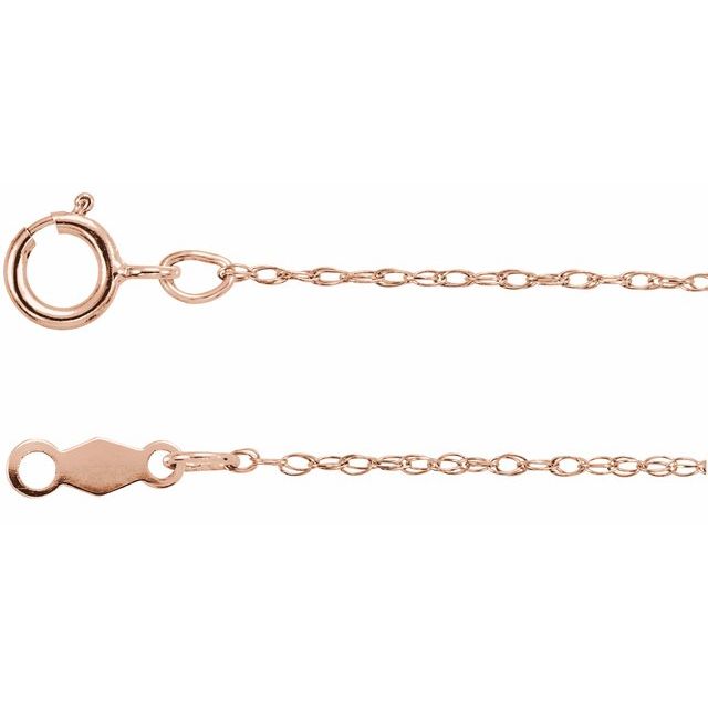 0.85mm rope chain necklace in 10k rose gold, 16 inch