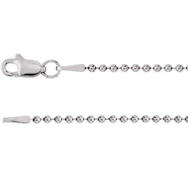 1.5mm bead chain necklace in 14k white gold, 16"