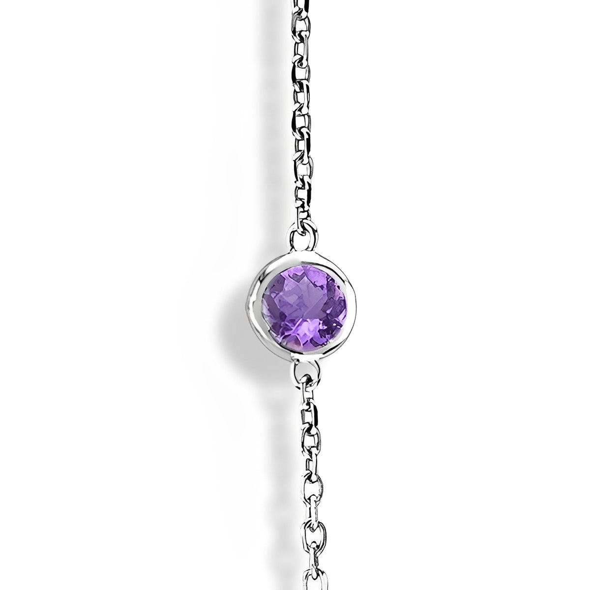 Amethyst Station Necklace in 14k White Gold (2.25ct) Closer View
