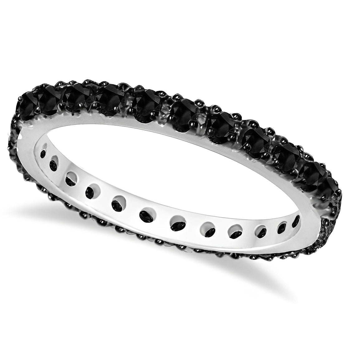 Black Diamond Eternity Band 14K White Gold (0.51 ctw) Top View
