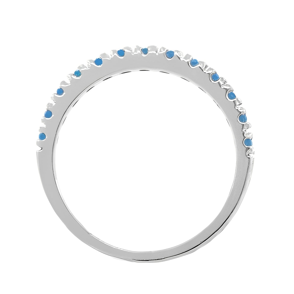 Blue Diamond Stackable Band Ring Guard in 14k White Gold (0.25ct) Front View