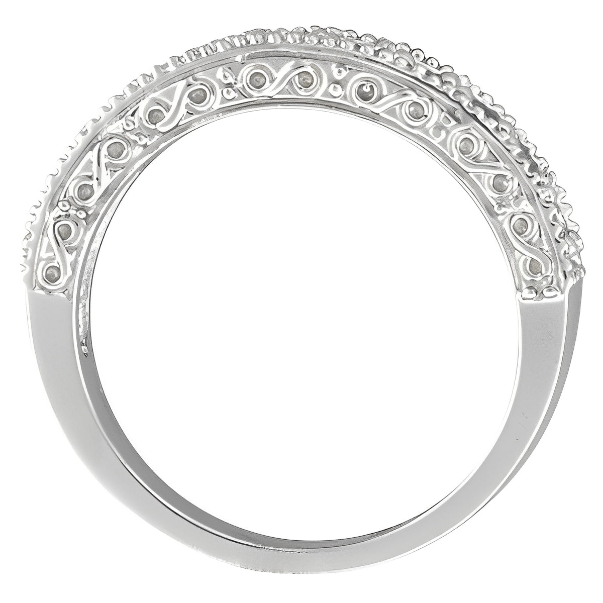 Diamond & Garnet Anniversary Ring in 14k White Gold (0.59ct) Front View