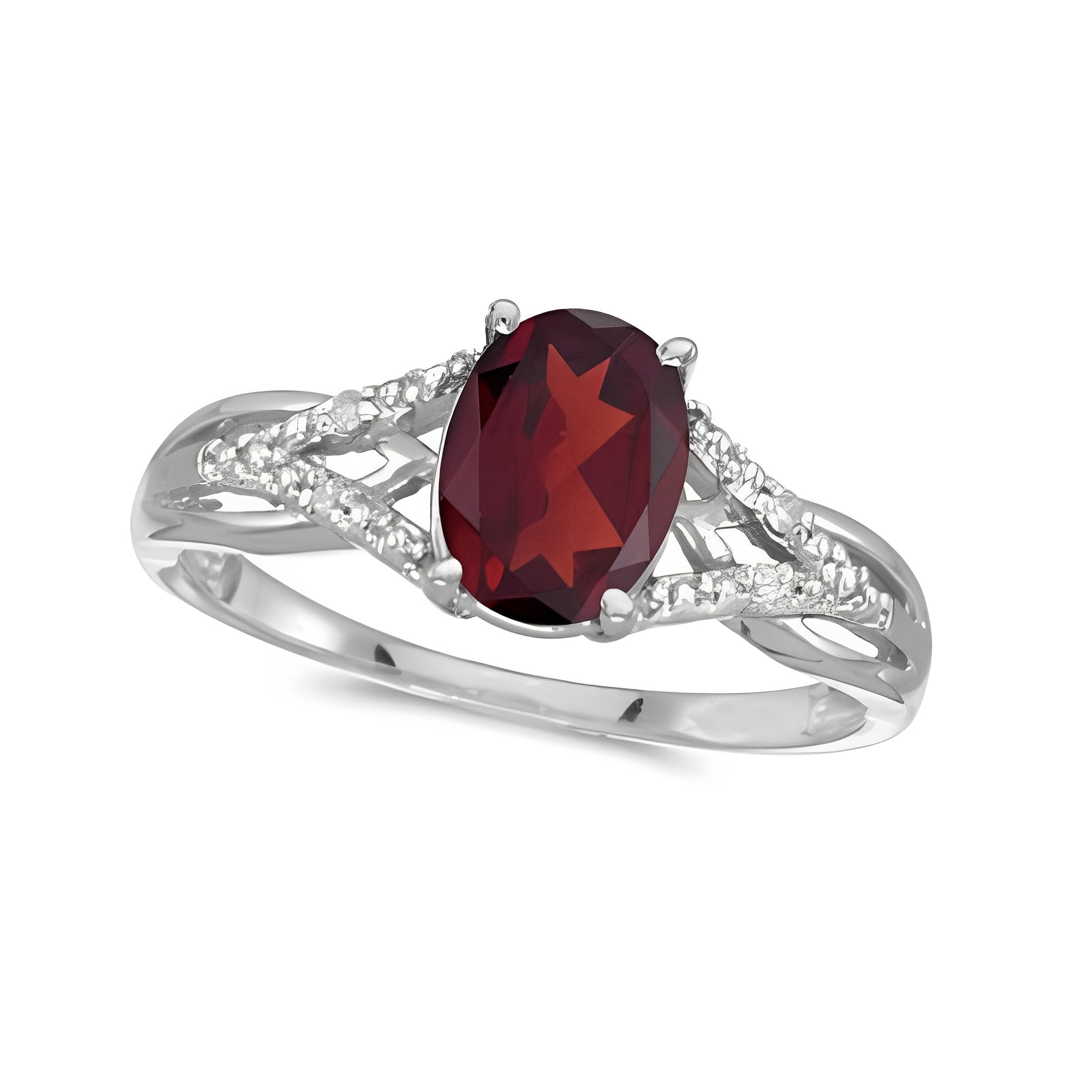 Diamond & Garnet Ring in 14k White Gold (1.42 ctw) Top View
