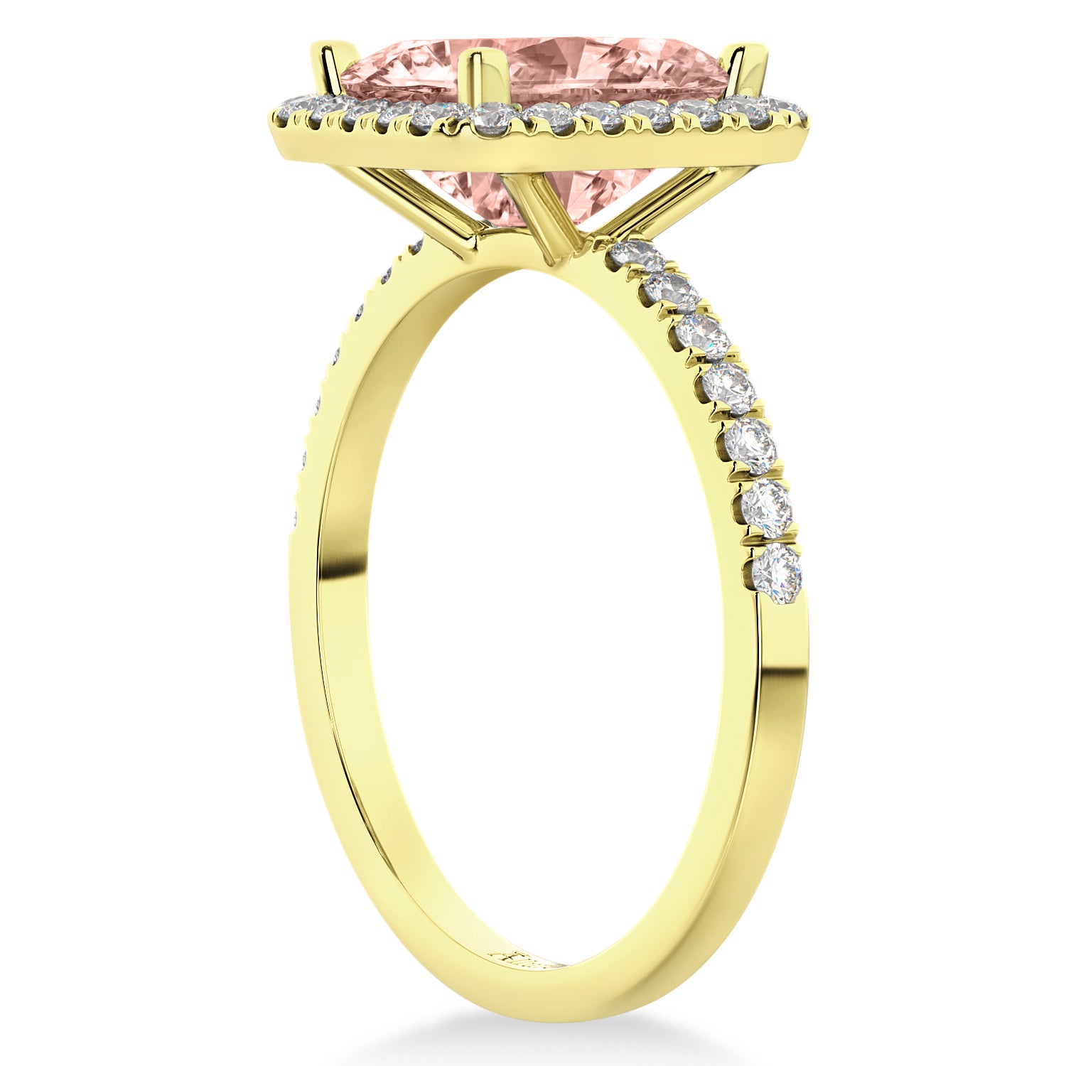 Diamond & Morganite Engagement Ring in 14k Yellow Gold (3.32 ct) Side View