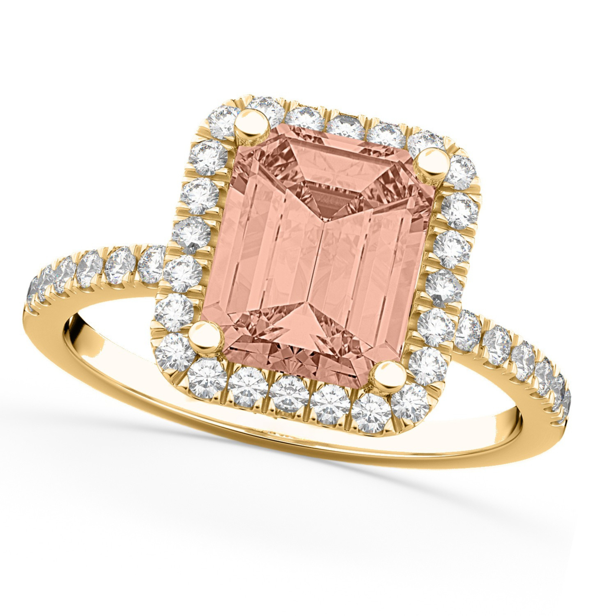 Diamond & Morganite Engagement Ring in 14k Yellow Gold (3.32 ct) Top View
