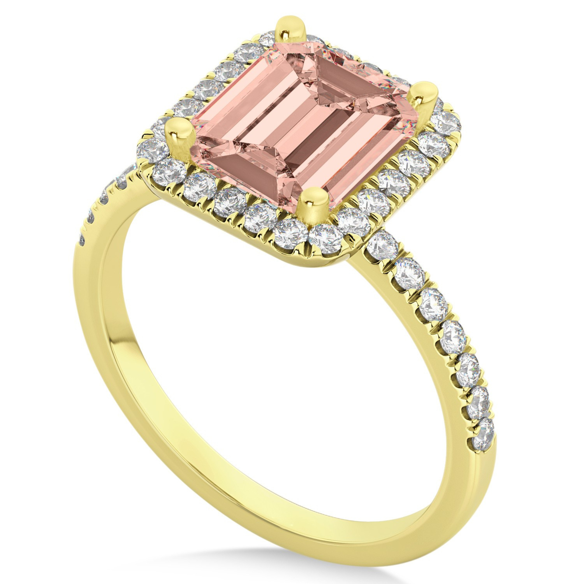Diamond & Morganite Engagement Ring in 14k Yellow Gold (3.32 ct) Side View 2