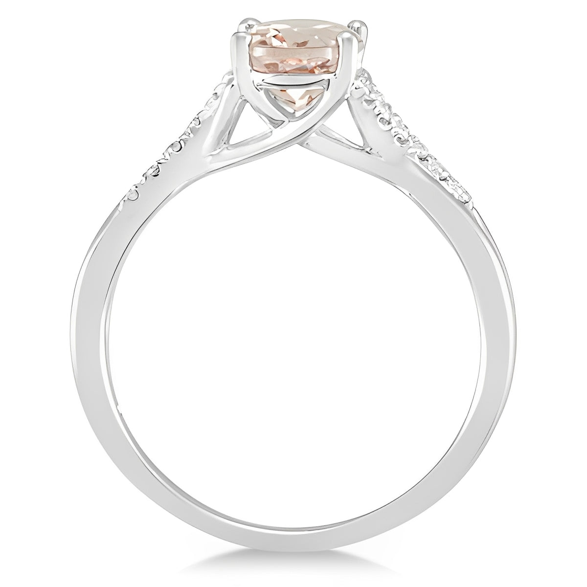 Diamond & Oval Cut Morganite Ring 14k White Gold (1.34ct) Front View