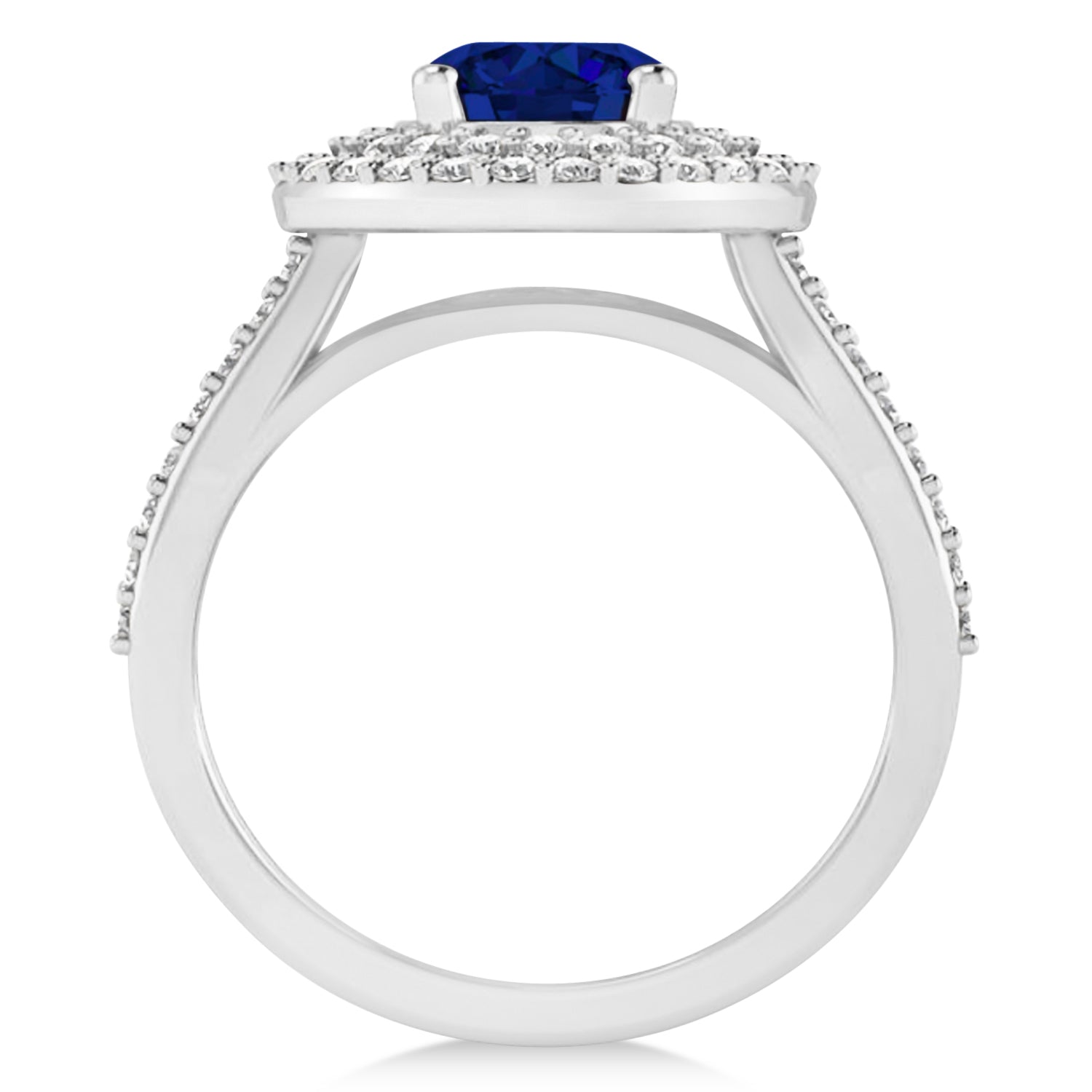 Double Halo Blue Sapphire Engagement Ring (2.27ct)