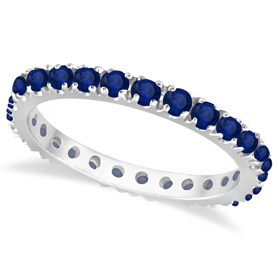 Eternity Blue Sapphire Ring in 14k White Gold (0.50ct) Top View