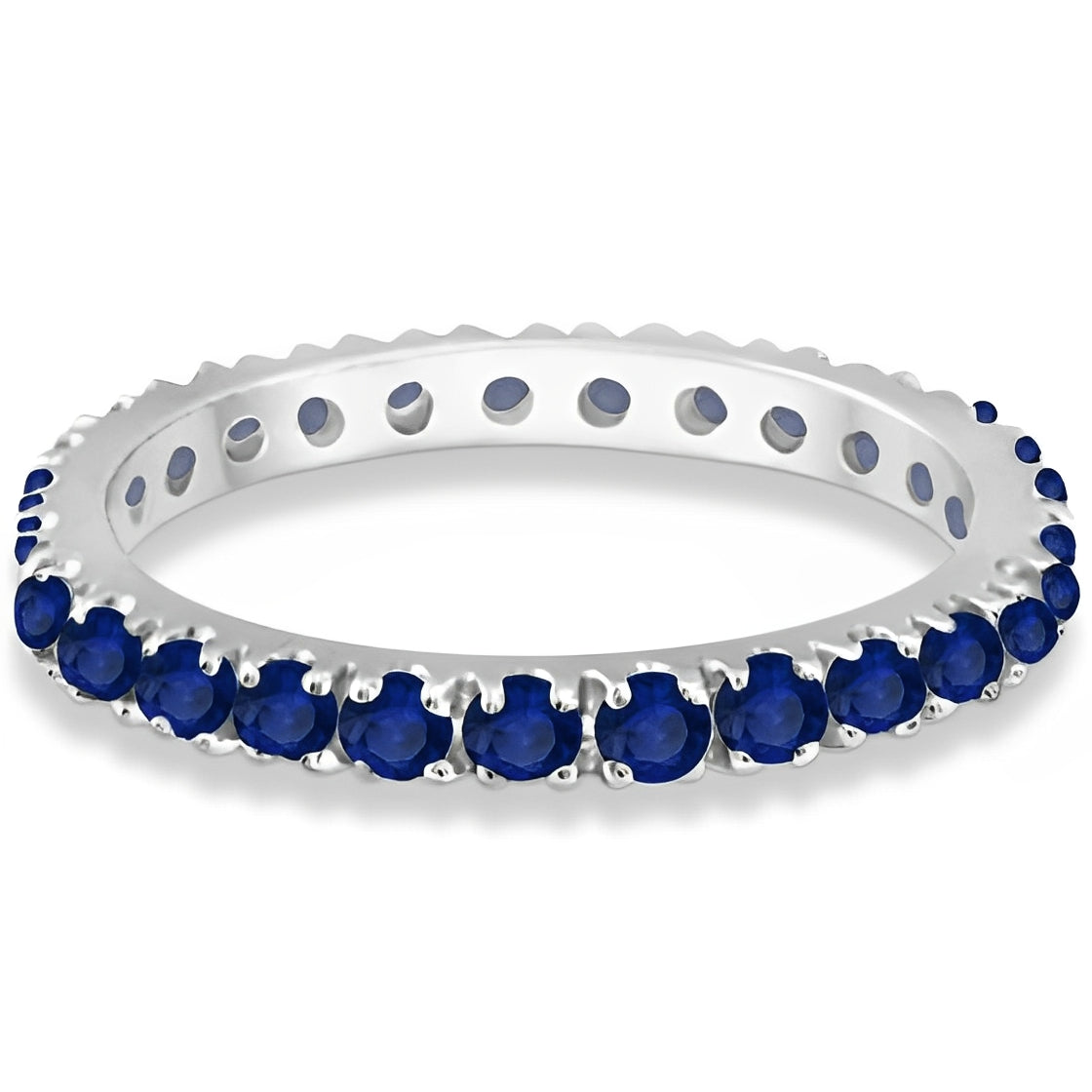 Eternity Blue Sapphire Ring in 14k White Gold (0.50ct) Flat View 2