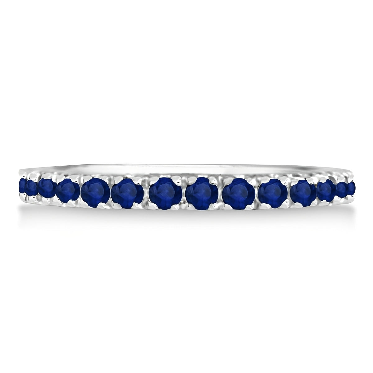 Eternity Blue Sapphire Ring in 14k White Gold (0.50ct) Flat View