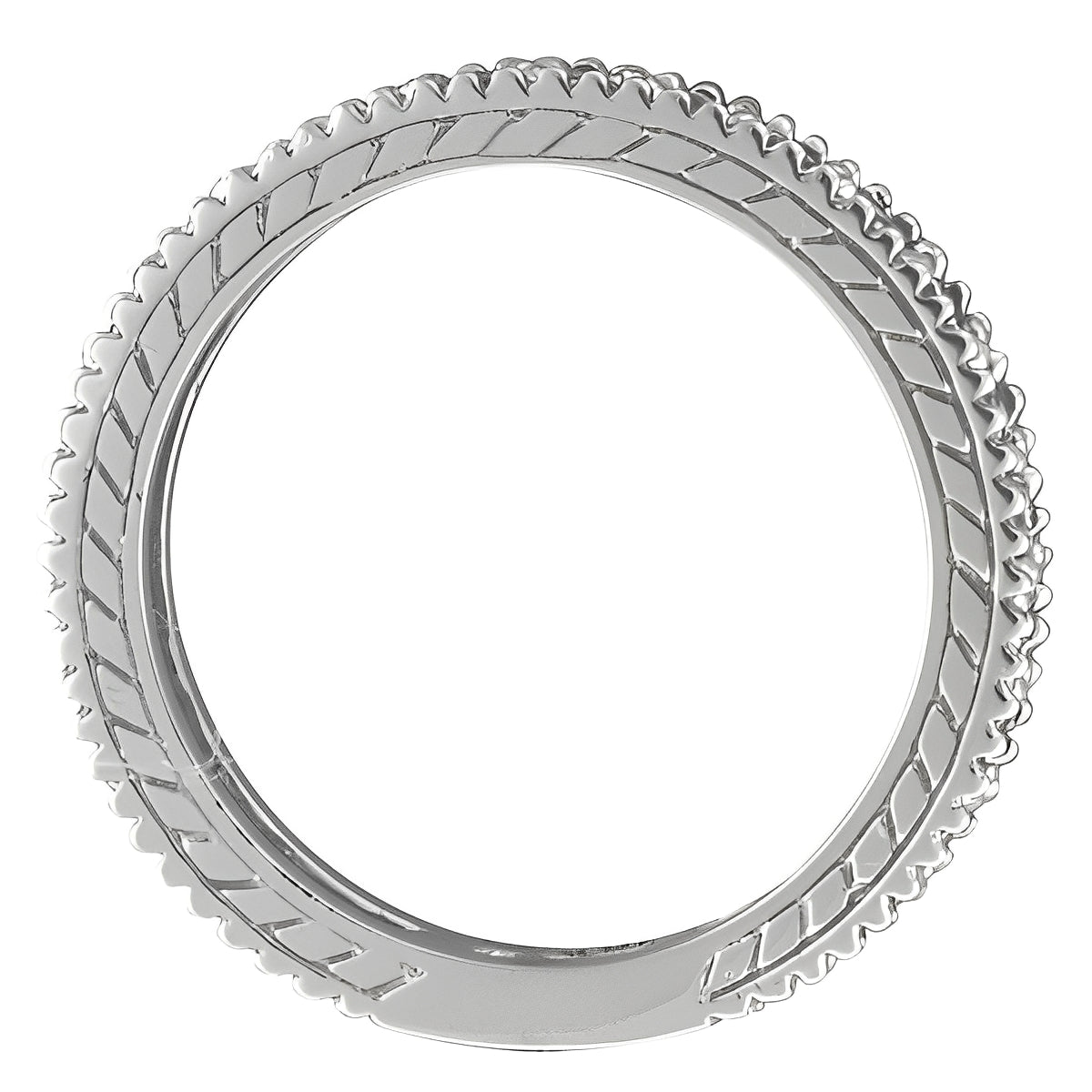 Eternity Diamond & Garnet Ring in 14k White Gold (1.08ctw) Front View