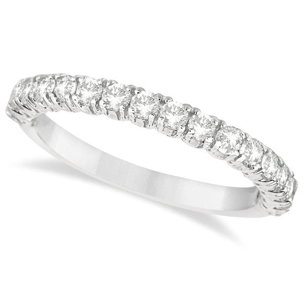 Half-Eternity Pave-Set Diamond Stacking Ring 14k White Gold (0.75ct) Top View