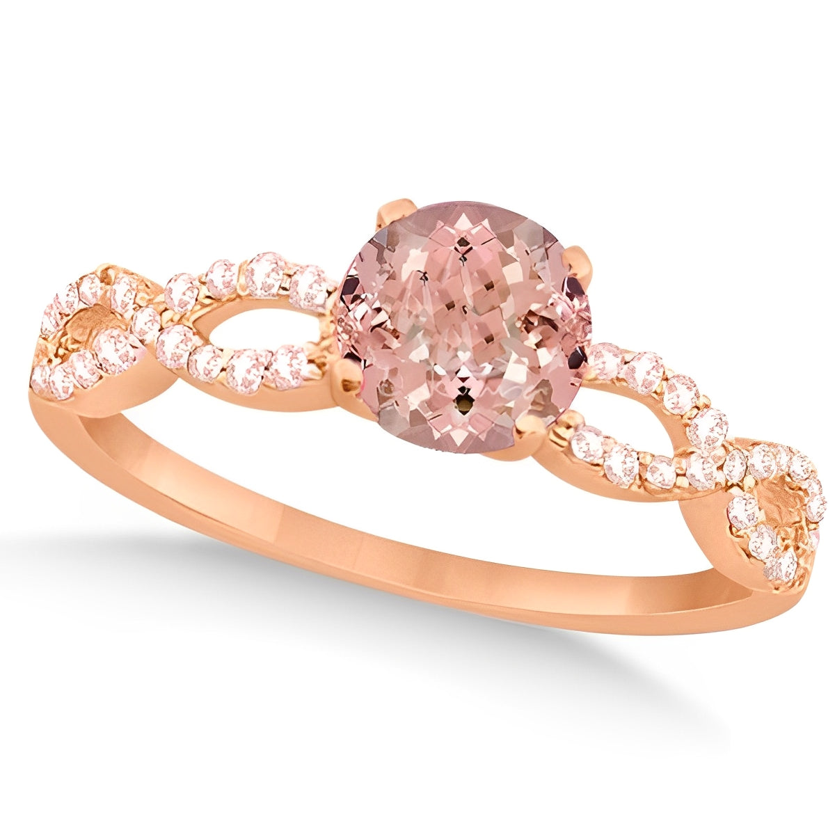 Infinity Diamond & Morganite Ring in 14k Rose Gold (1.45ct) Top View