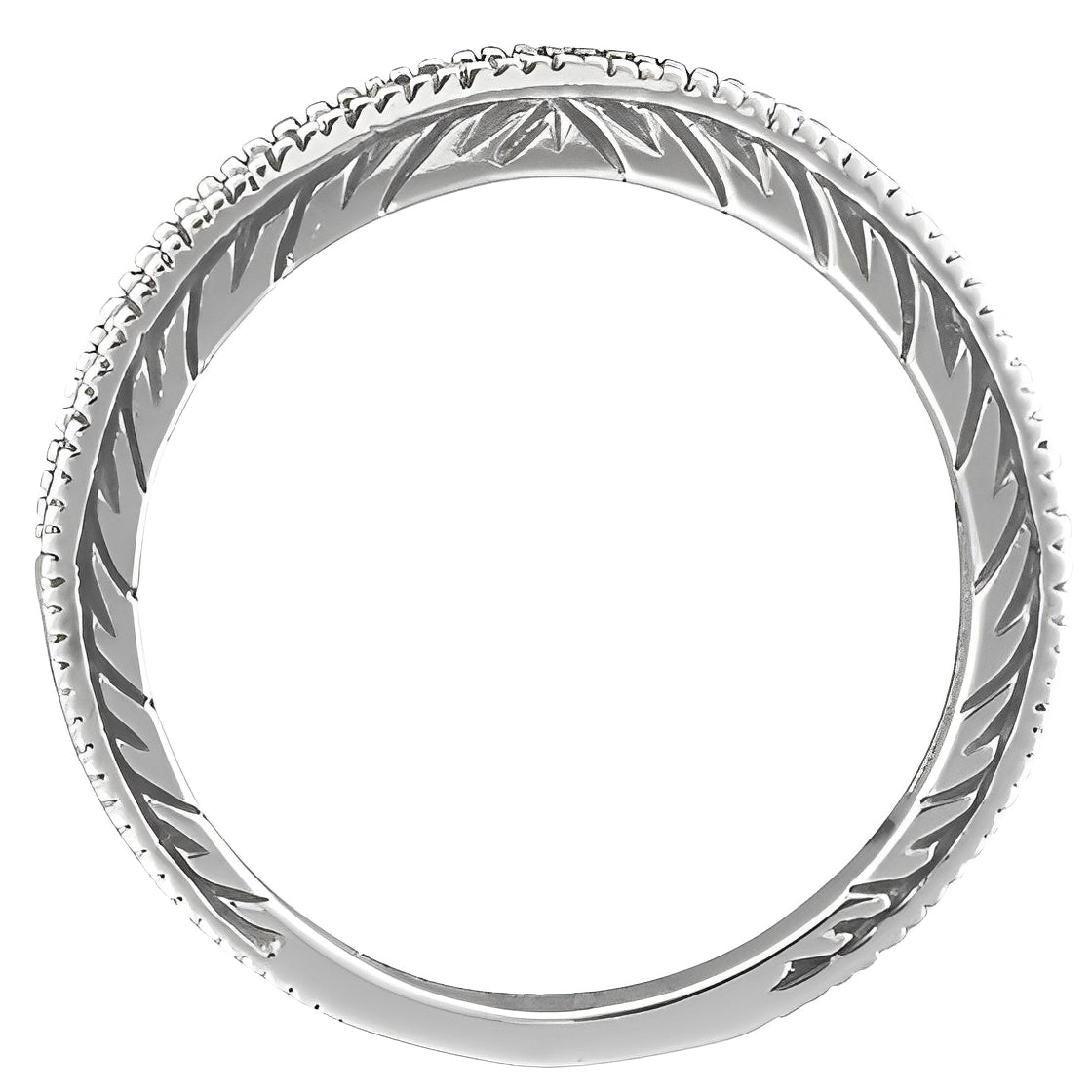 Milgrain Edge Stackable Garnet Ring in 14k White Gold (0.25ct) Front View