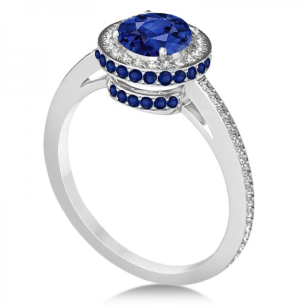 oval diamond and sapphire engagement ring vertical side