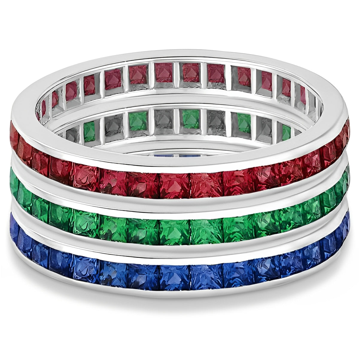 Princess-Cut Eternity Amethyst Ring in 14k White Gold (1.36ct) other Stones