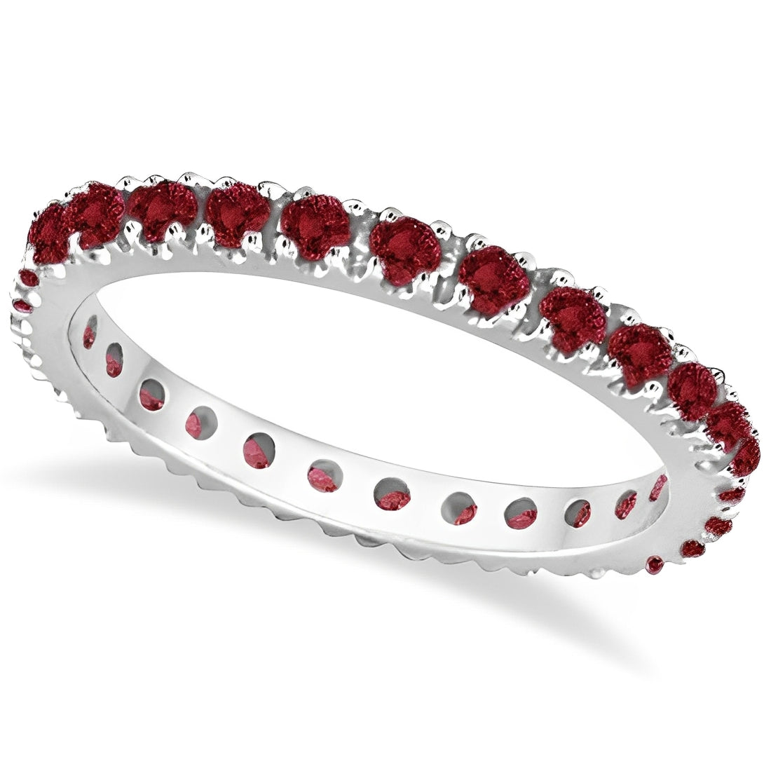 Stackable Eternity Garnet Ring in 14k White Gold (0.50ct) Top View