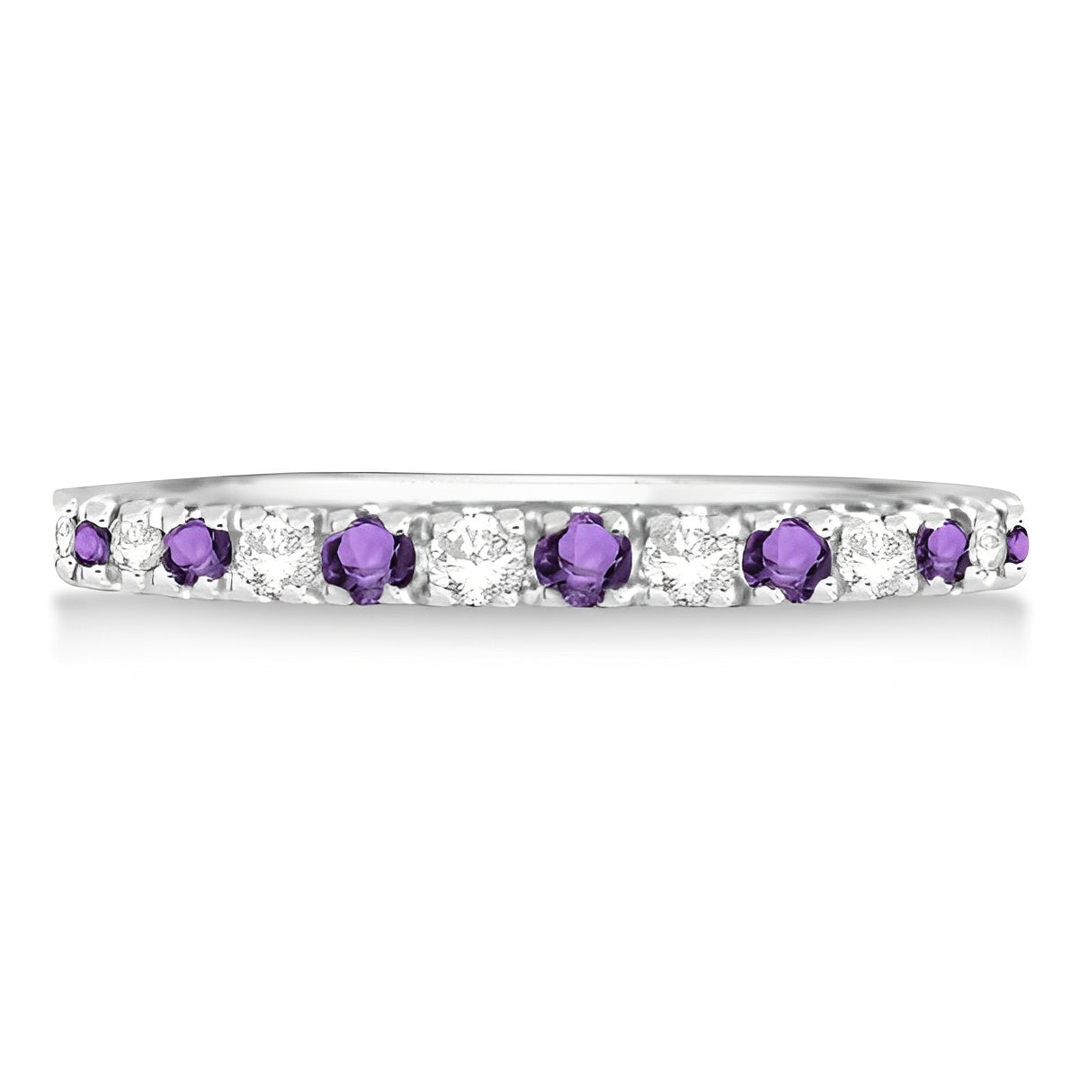 Stackable Diamond & Amethyst Ring in 14k Gold (0.32ct) Flat View