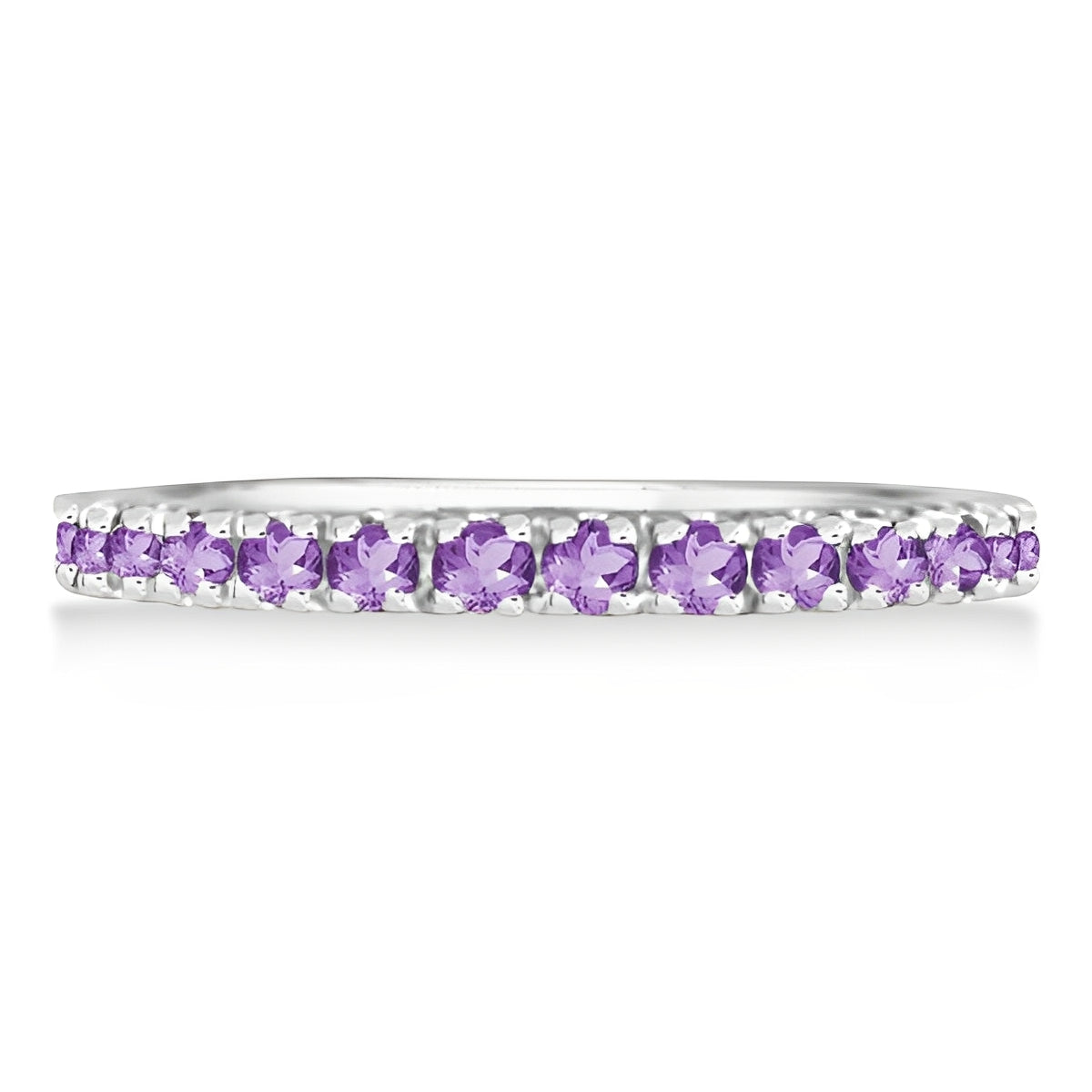 Stackable Eternity Amethyst Ring in 14k White Gold (0.75ct) Flat View