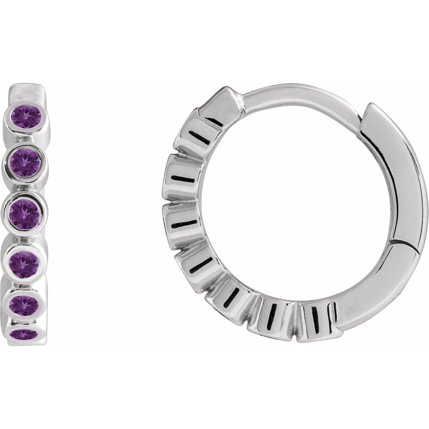 amethyst hoop earrings in sterling silver in Sterling Silver