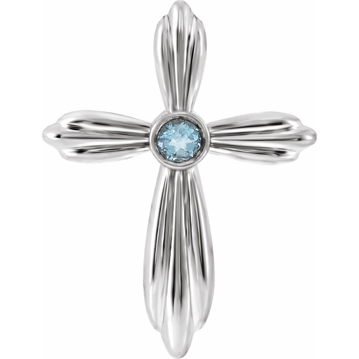 Aquamarine Cross Pendant in 14K White Gold