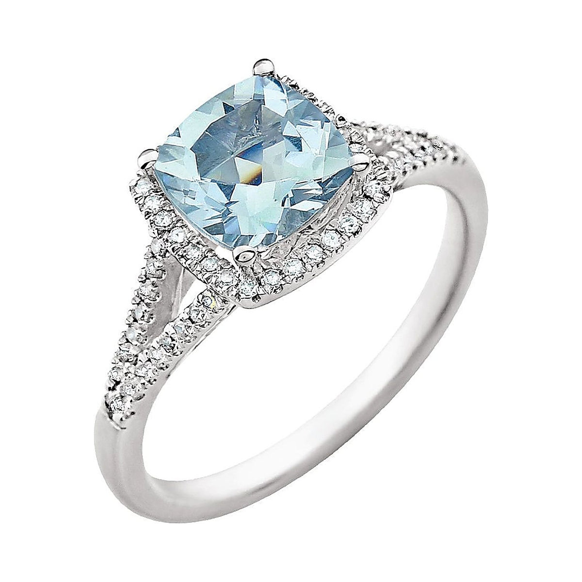 Aquamarine cocktail ring in 14K White Gold