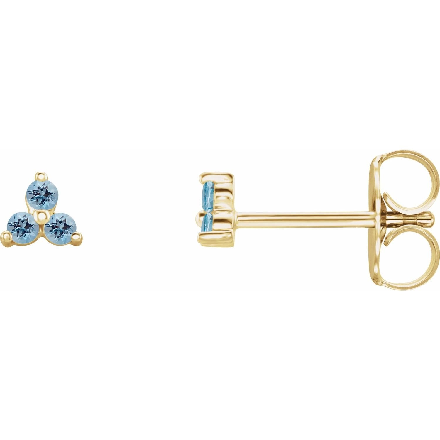 aquamarine three-stone earrings in 14k Yellow Gold